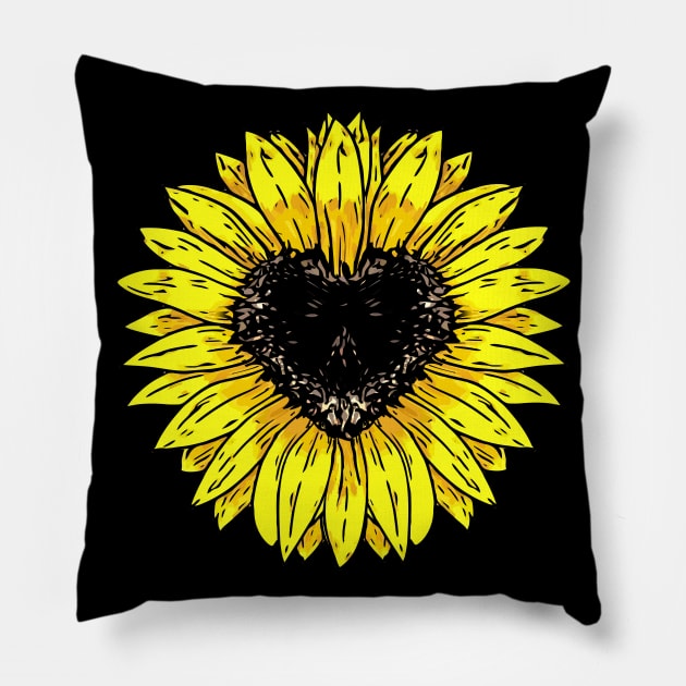 Sunflowers heart, yellow flowers, cute design Pillow by Collagedream