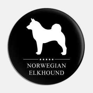 Norwegian Elkhound Dog White Silhouette Pin