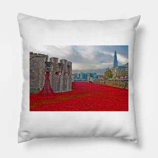 Tower of London Red Poppy Pillow