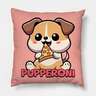 Pupperoni! Cute Pizza Dog Cartoon! Pillow