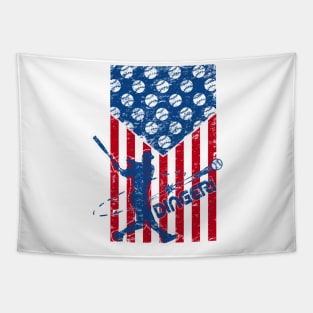 Red White and Dingers Baseball American Flag Home Plate Baseball Tapestry