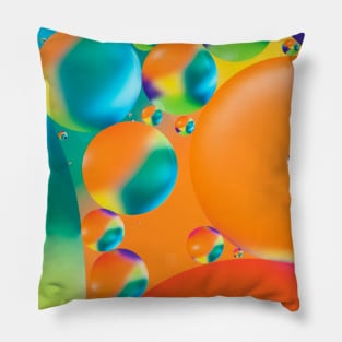 Colorful close up of oil drops in water Pillow