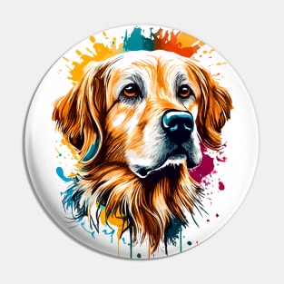 Golden Retriever Dog - Cute Golden Retriever Colourful Pin