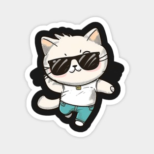 Cute ginger cat wearing sunglasses Magnet