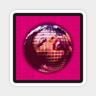 70s Pink & Hot Stuff Disco Ball Magnet