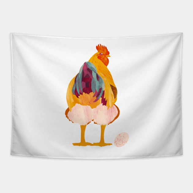 Paper cut art Cheeky Chicken with Egg Tapestry by NattyDesigns