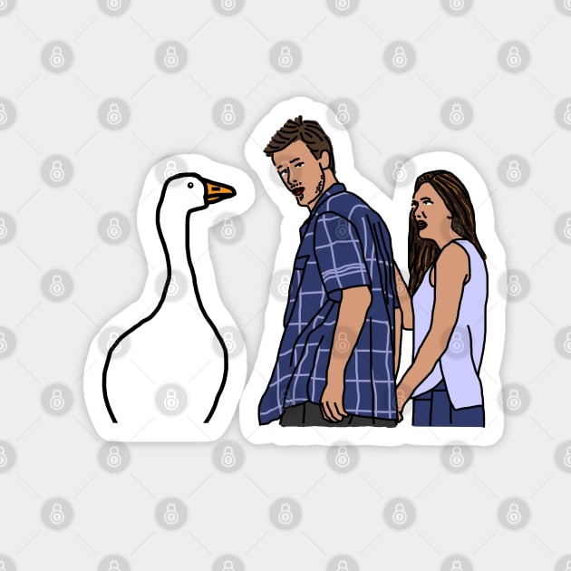 Distracted Boyfriend Meme Gaming Goose and Couple Magnet by ellenhenryart