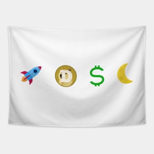 Cryptocurrency To The Moon DogeCoin Doge Coin Tapestry