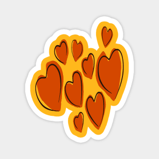 Cute Hearts Hand Drawn Orange Romantic Doodle Magnet