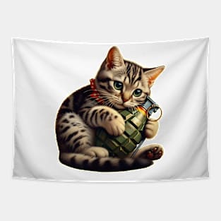 Cat and Grenade Tapestry