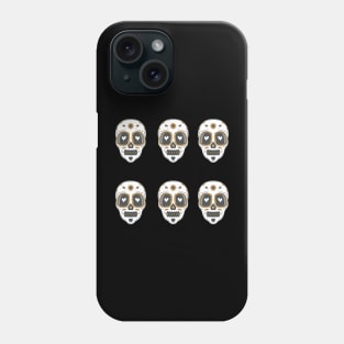 Day of the Dead White yellow and Grey Candy Skulls Phone Case