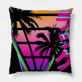 Relax Synthwave Inspired Sunset Pillow