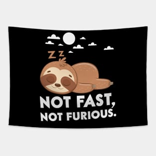 Not Fast Not Furious Funny Sloth Tapestry