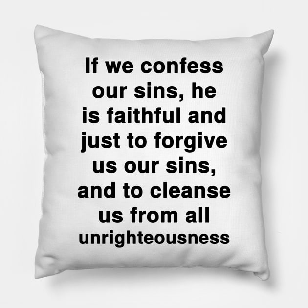 1 John 1:9 KJV Bible Verse Typography Pillow by Holy Bible Verses