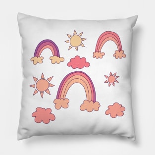 Rainbows and Sunshine - Pink Pillow