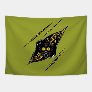 peekaboo yellow cat Tapestry