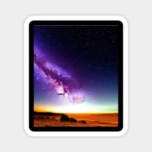 Ai Generated Art Scenery - Desert Night Sky Galaxy View Magnet