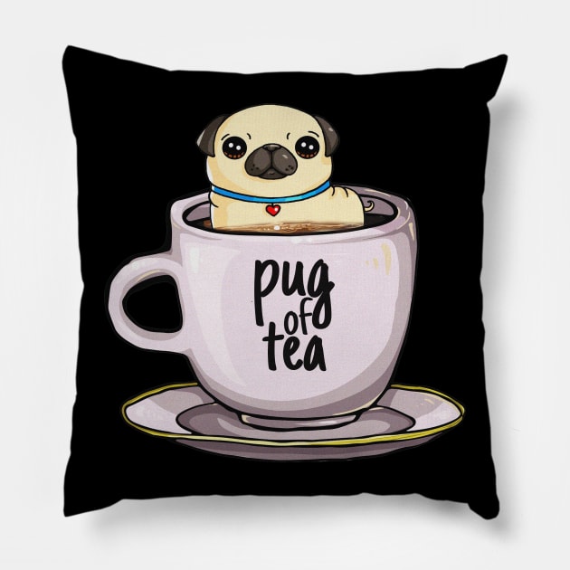 'Pug of Tea' Cute Tea Lover Gift Pillow by ourwackyhome