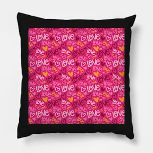 Bright Pink Love Valentine's Day Pattern Pillow