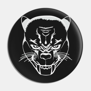 Evil Kitty Cat - Lineart White Pin