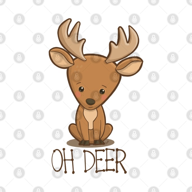 Oh Deer - cute worried little kawaii deer by CyndiCarlson