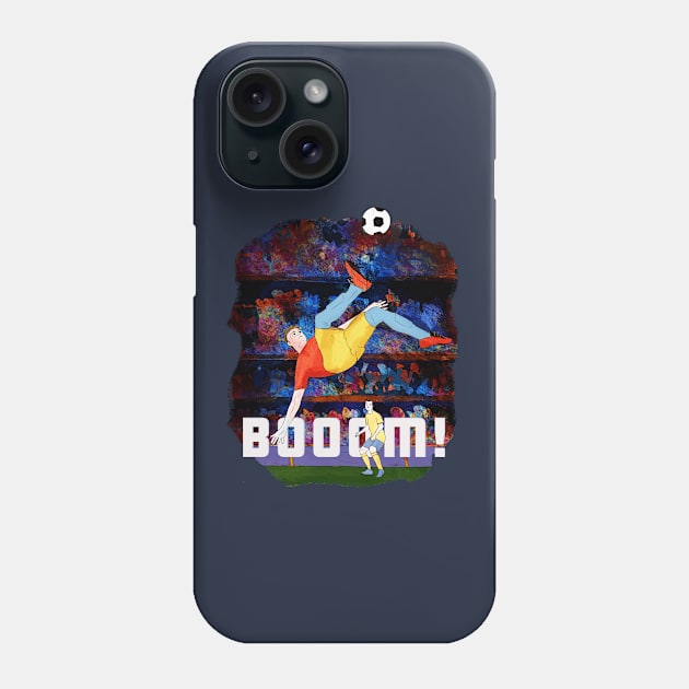 Booom- man kicking soccer ball Phone Case by SW10 - Soccer Art