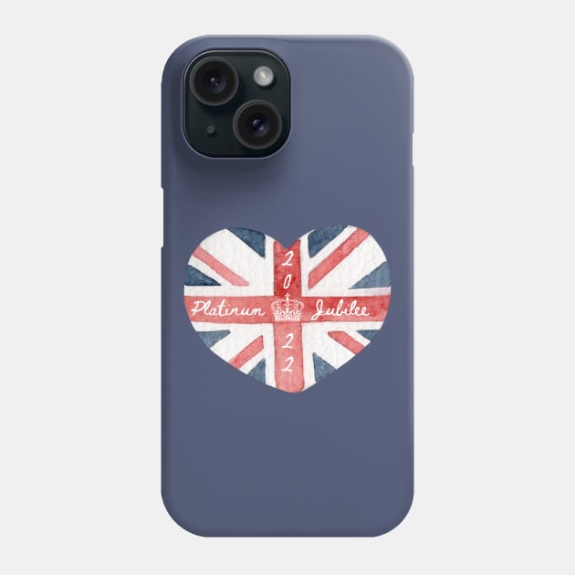 Platinum Jubilee 2022 British flag heart Phone Case by Katebi Designs