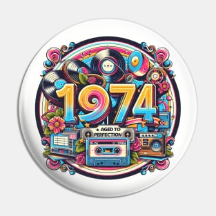 1974 Birthday Nostalgia: Vinyl records and tapes, Born in '74, 70s groovy vibes Pin