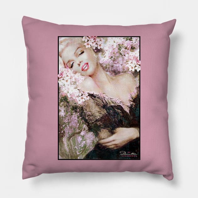 Marilyn Cherry Blossoms Pink Bright Pillow by Theo Danella