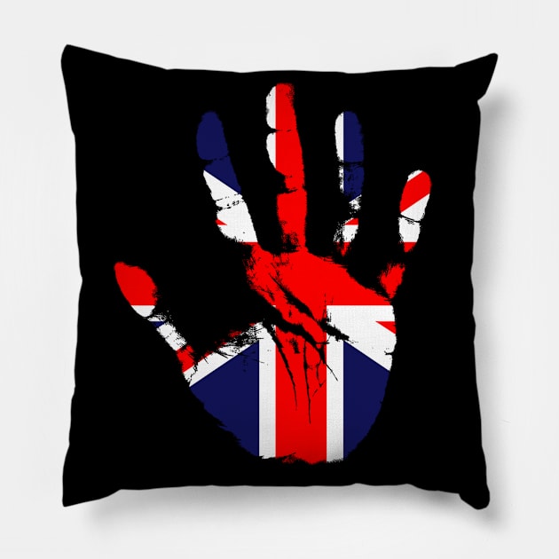 British Hand, Cool British flag. Great Britain Roots Pillow by Jakavonis