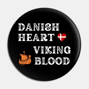 Danish Heart Viking Blood. White text. Gift ideas for historical enthusiasts. Pin