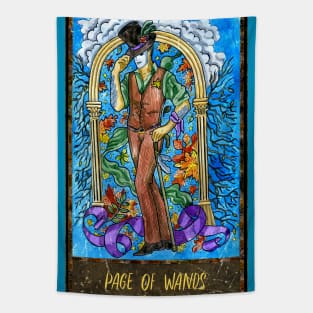 Page of Wands. Magic Gate Tarot Card Design. Tapestry