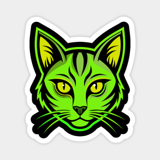 Neon green cat head Magnet