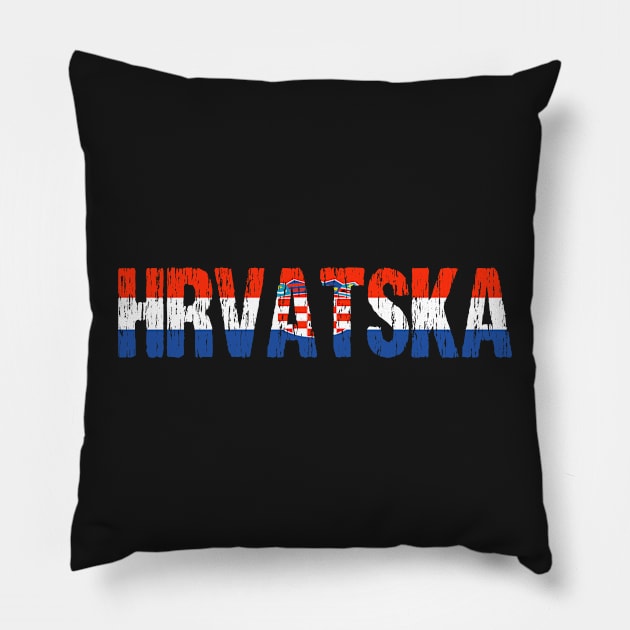 Hrvatska Croatia Distressed Flag Pillow by Nirvanibex