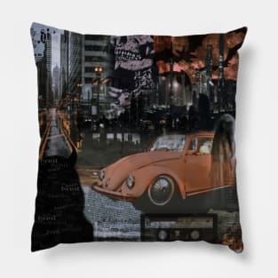 Halloween aesthetics orange NY devil New York ghost spooky creepy skeleton moon Pillow