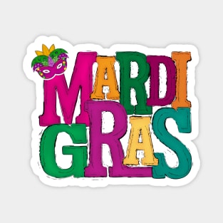 Mardi Gras Mask Masquerade Green Yellow Orange Magnet