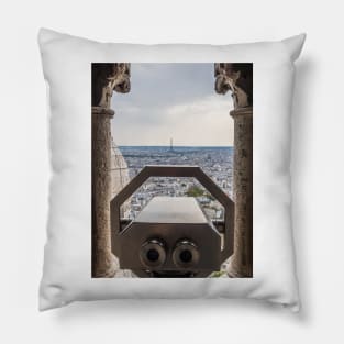 The Eiffel Tower from the Sacre Coeur Dome in Paris Pillow