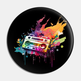 Funky Music Tape Recorder, Watercolour Painting Pin