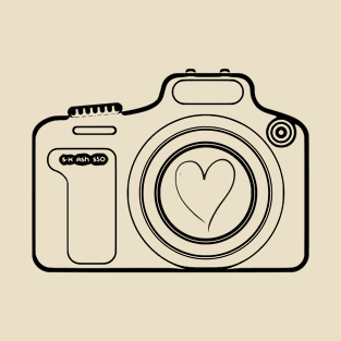 Camera Sketch in Black and White with a Heart T-Shirt