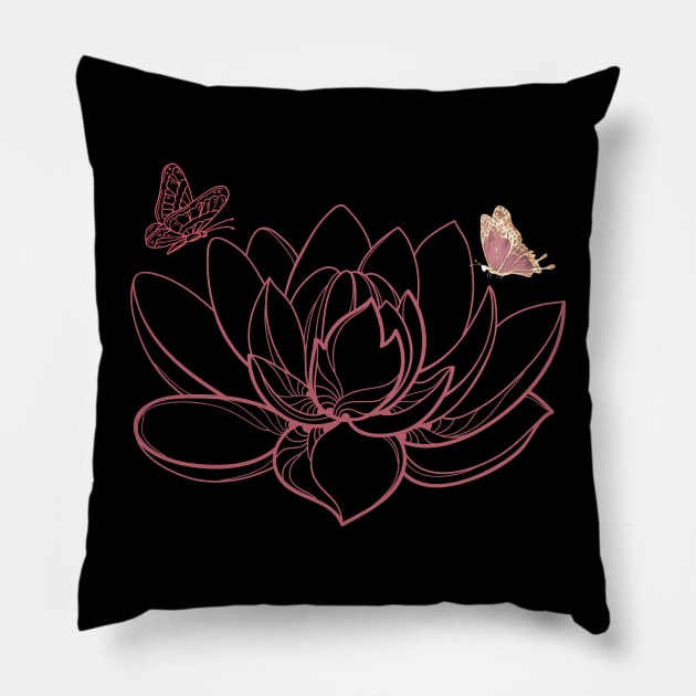 Loto natural butterfly  wellness Pillow by Eva Passi Arts