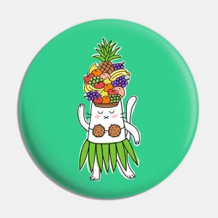 Hawaiian Dancer Cat With Tropical Fruit Hat Pin