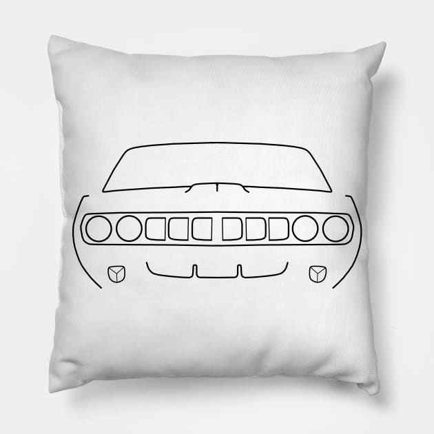 1971 vintage Plymouth Barracuda black outline graphic Pillow by soitwouldseem