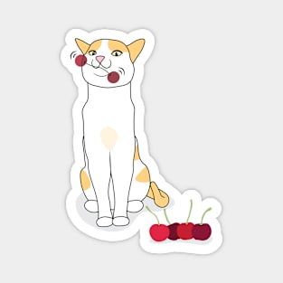 Swinging Cherry Cat Magnet