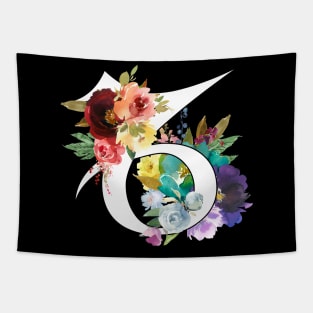 Capricorn Horoscope Zodiac Rainbow Flowers Design Tapestry