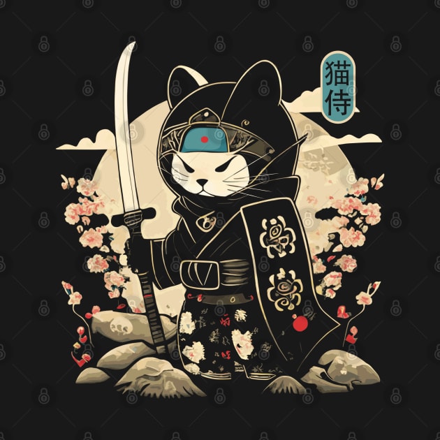 Japanese Samurai Cat Tattoo, Kawaii Ninja Cat by Apocatnipse Meow