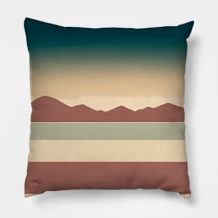 Abstract Mid Century Modern Boho Teal Terracotta Desert Minimalist Pillow