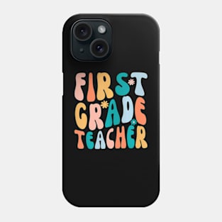 First Grade Teacher Groovy Design 1St Grade Teaching Phone Case