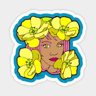 Yellow Poppies and Pink Hair Magnet