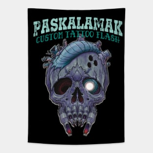 cyborg skull paskalamak shirt again Tapestry