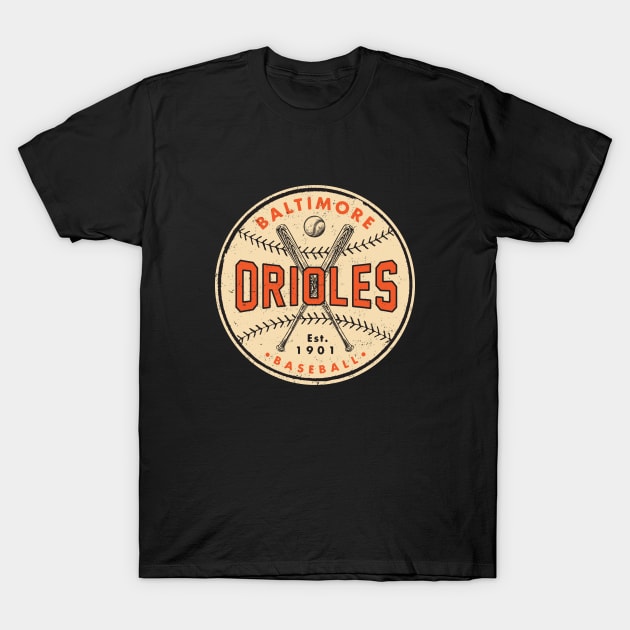 Baltimore Orioles Ball & Bats by Buck Tee T-Shirt